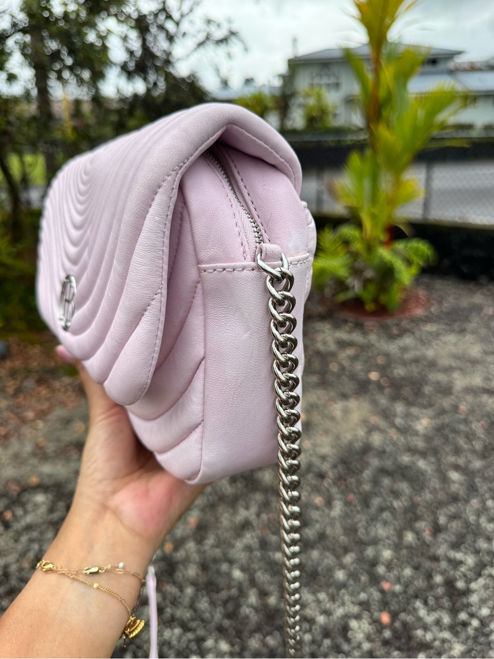 Henri Bendel 1895 Blush Pink Quilted Leather Chain Crossbody Shoulder Bag - Picture 7 of 14